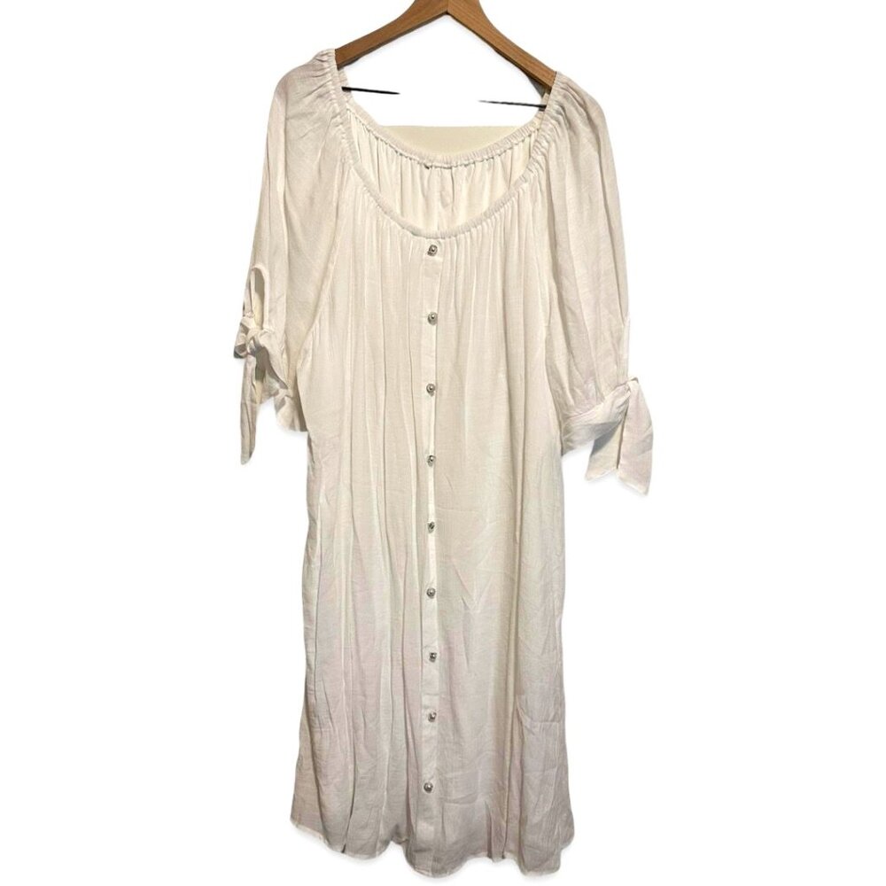 Tie Sleeve White Dress